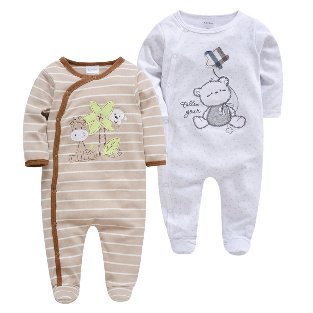 2er-Pack bedruckte Baumwoll-Jumpsuits für Babys (J)