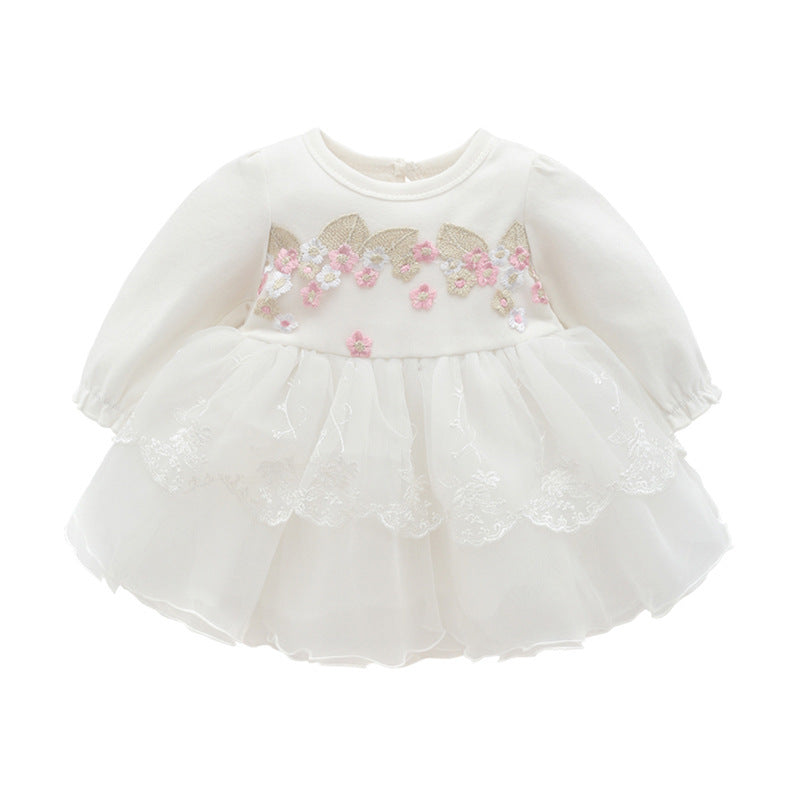 Baby Girl 2-Piece Floral Embroidered Tulle Dress and Hat Set