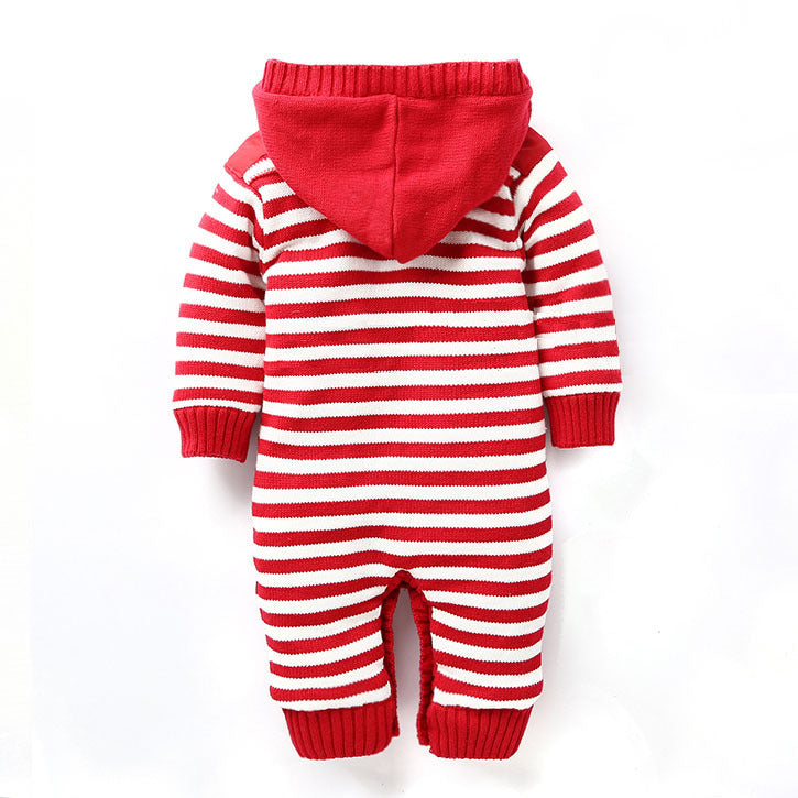 Baby Boy Fleece-Lined Hooded Knit Jumpsuit