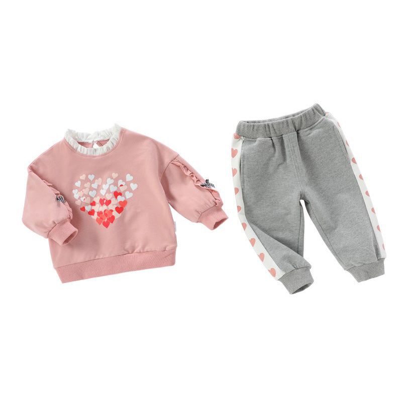 Conjunto de sudadera y pantalón de 2 piezas para niña