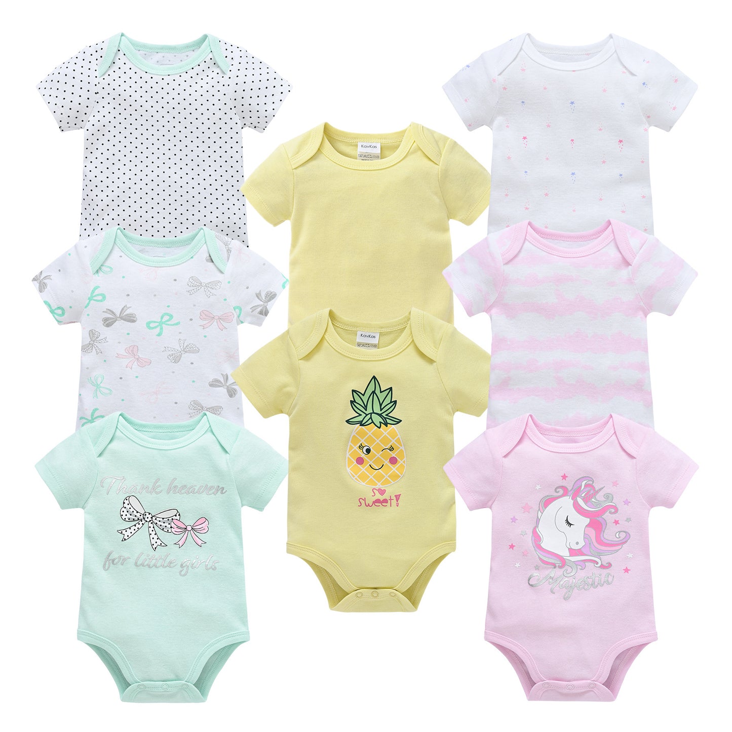 8er-Pack Kurzarm-Bodys aus Baumwolle für Babys (Mädchen)