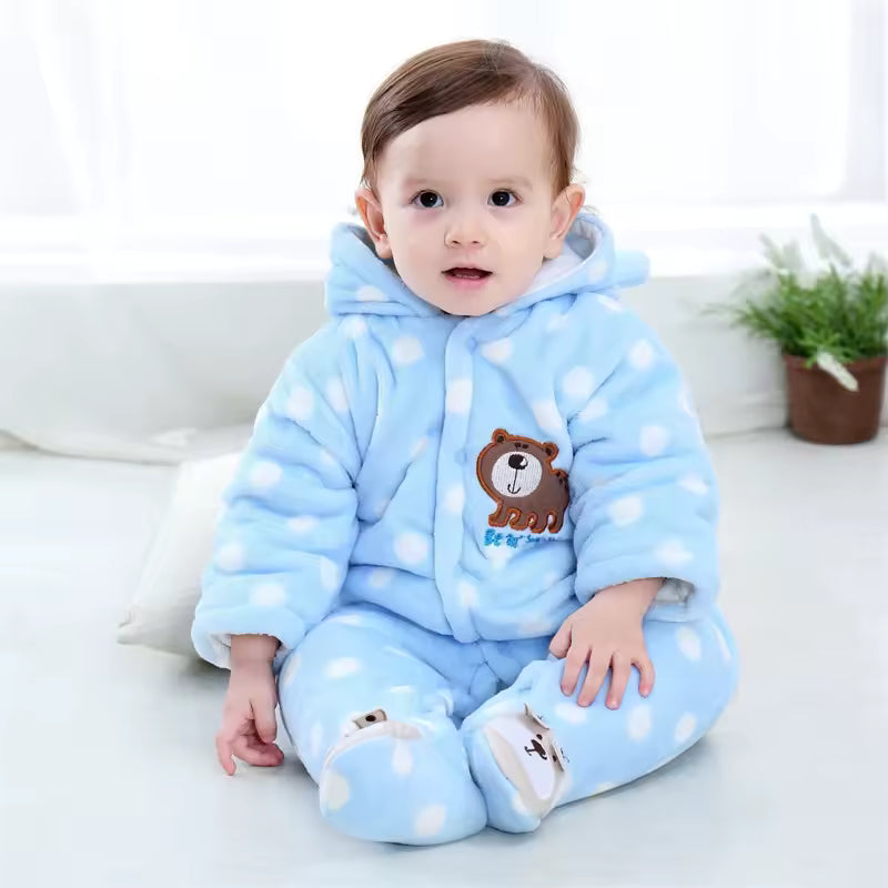 Baby Boy Polka-Dot Hooded Fleece Bunting