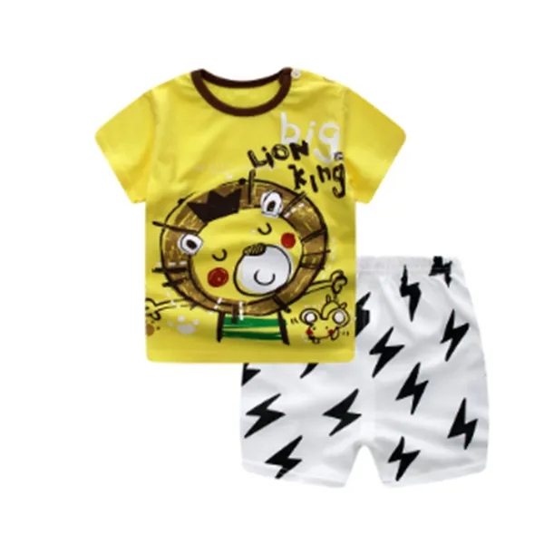 2-teiliges Set aus bedrucktem Baumwoll-T-Shirt und Shorts für Babys (J)
