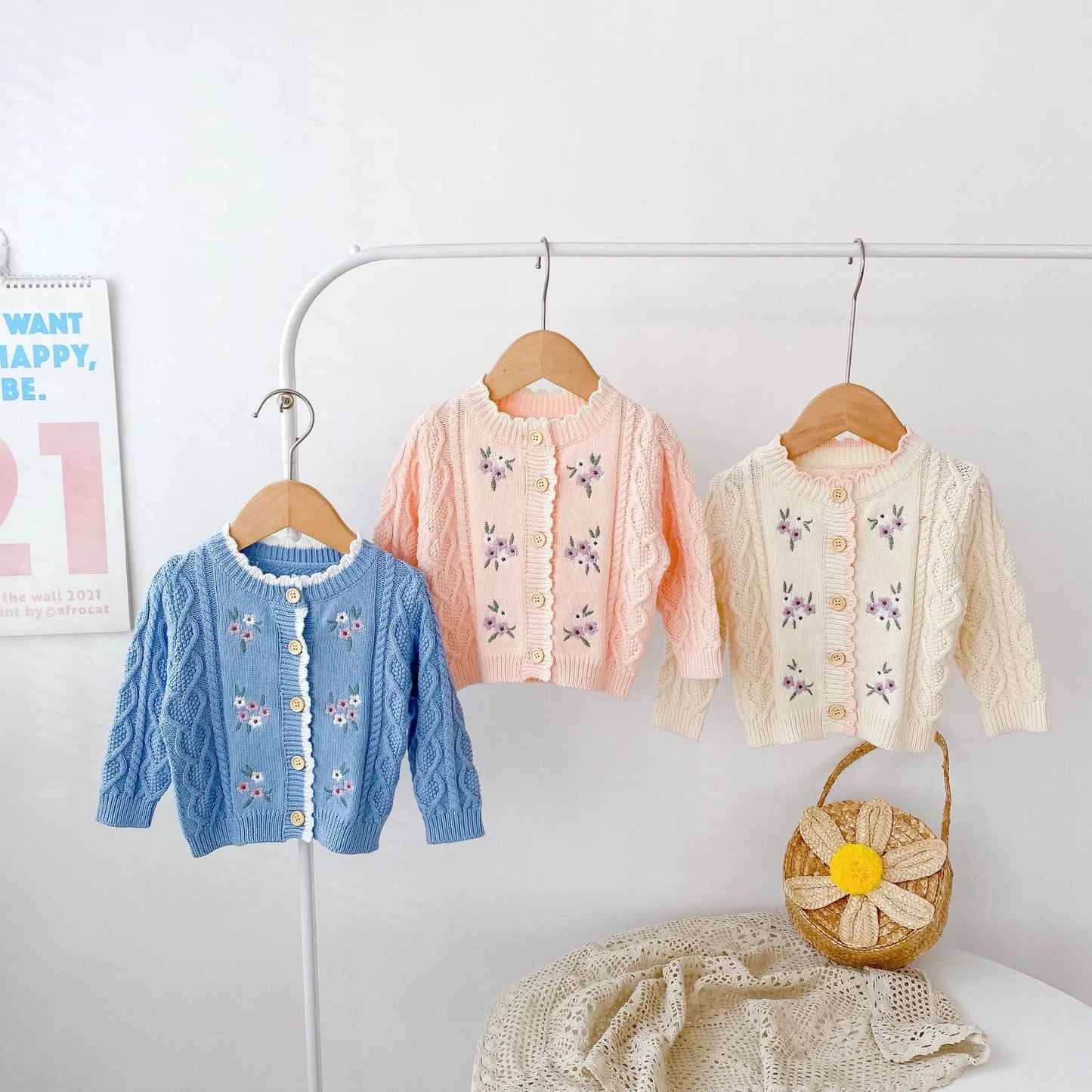 Baby Girl Floral-Embroidered Cardigan