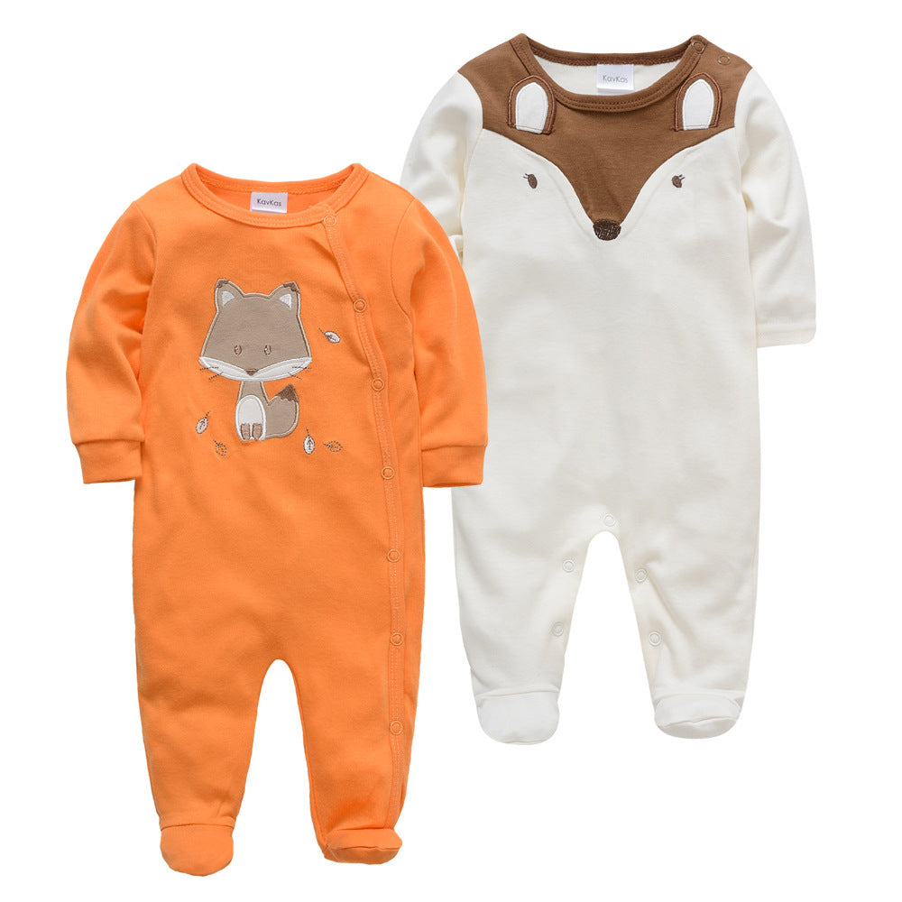 2er-Pack bedruckte Baumwoll-Jumpsuits für Babys (J)