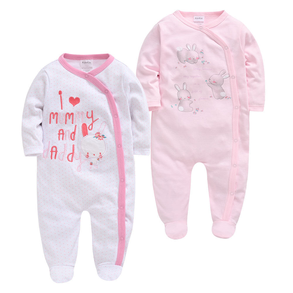2-Pack Baby Girl Printed Cotton Jumpsuits