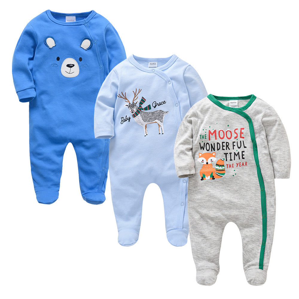 Pack de 3 monos de algodón estampados para bebé niño