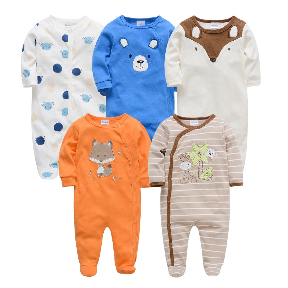 Baby Boy 5-Pack Printed Cotton Jumpsuits