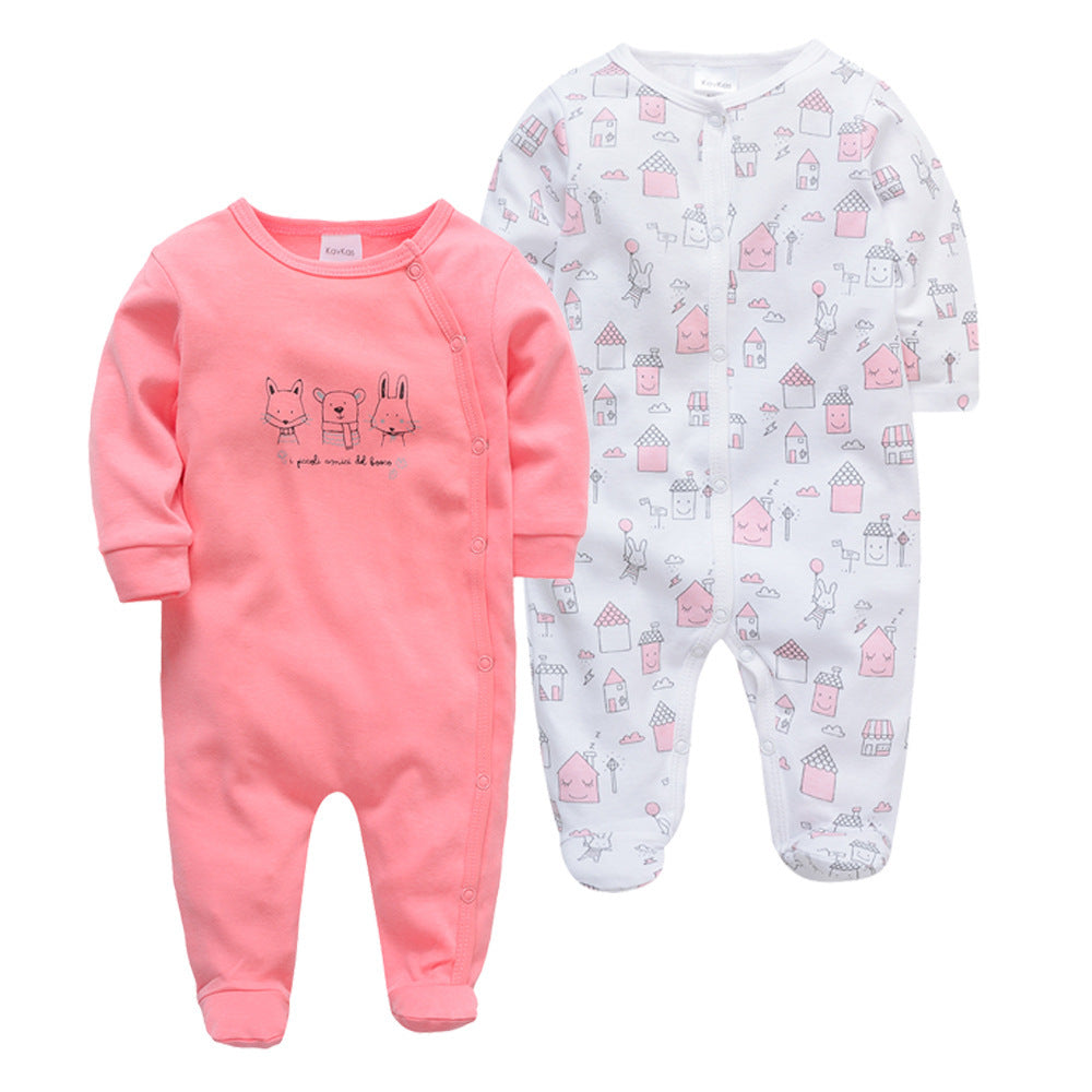 2-Pack Baby Girl Printed Cotton Jumpsuits