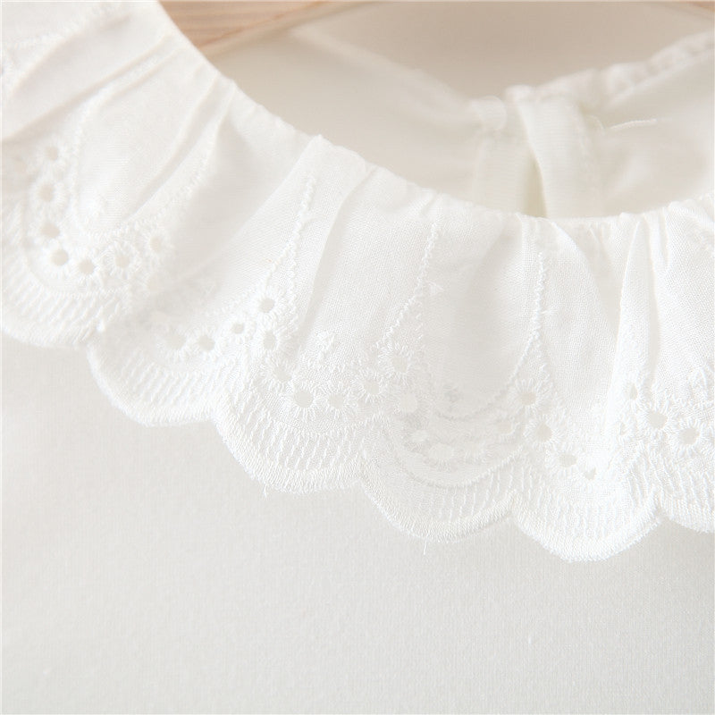 Baby Girl 2-Piece Collared Blouse and Overall Dress Set