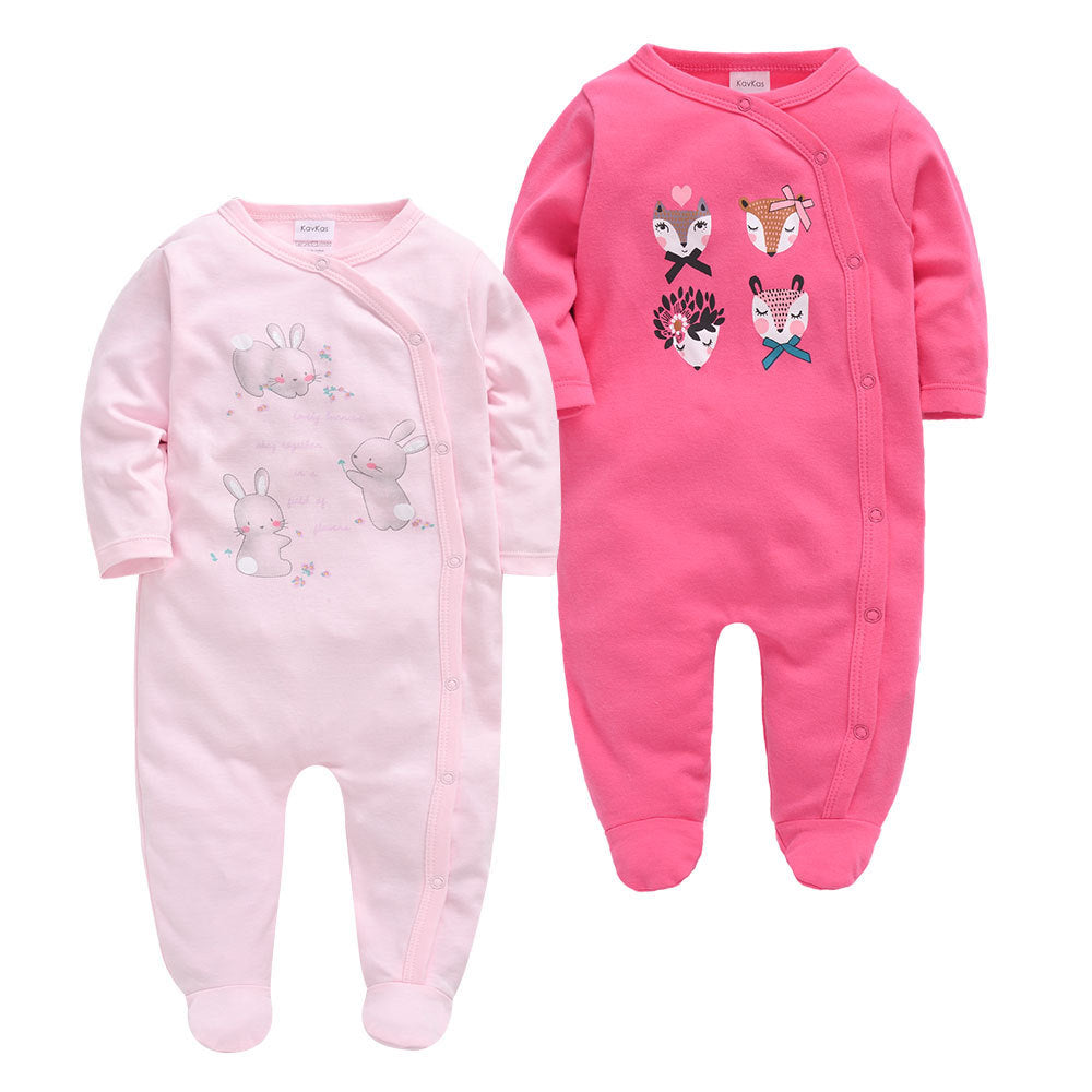 2-Pack Baby Girl Printed Cotton Jumpsuits