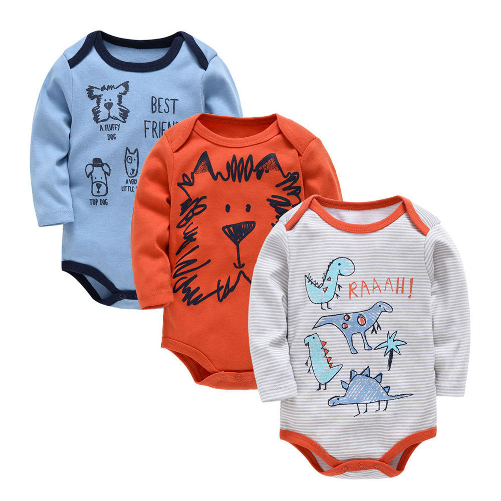 Baby Boy 3-Pack Long Sleeve Bodysuits