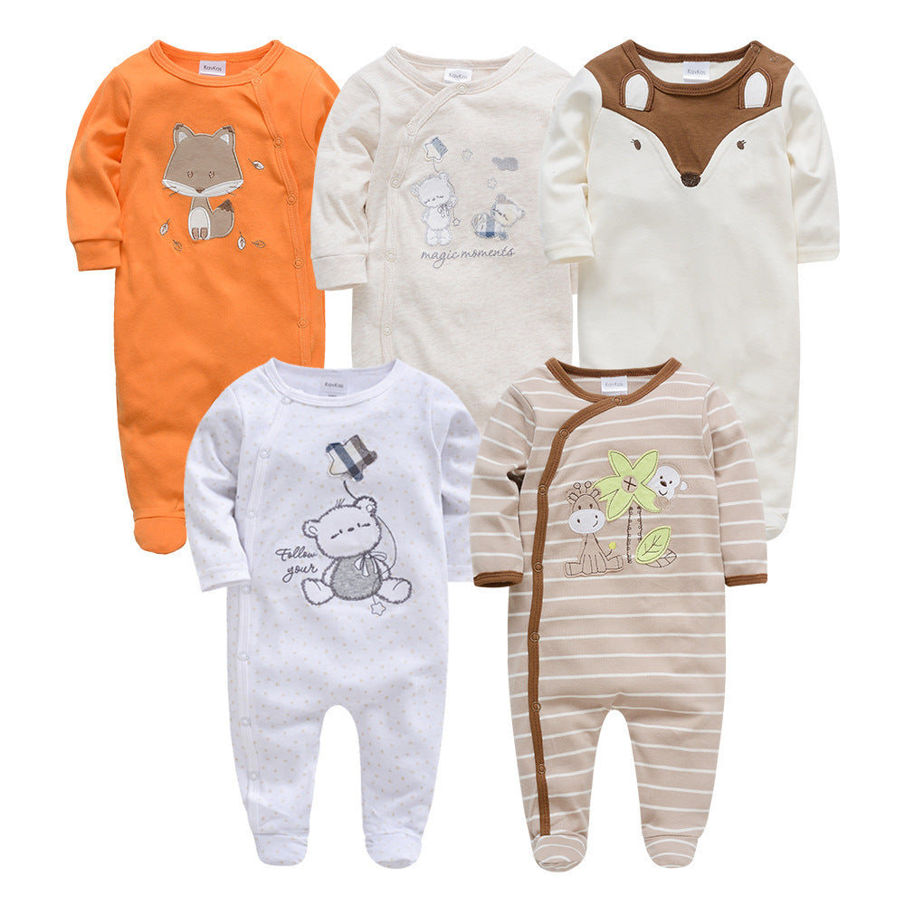 Baby Boy 5-Pack Printed Cotton Jumpsuits