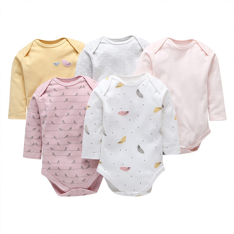 Baby Girl 5-Pack Cotton Long Sleeve Bodysuits