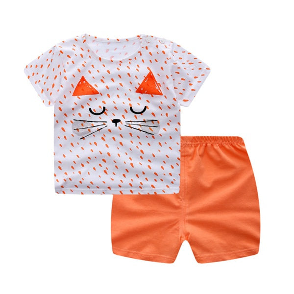 2-teiliges Set aus bedrucktem Baumwoll-T-Shirt und Shorts für Babys (Mädchen)