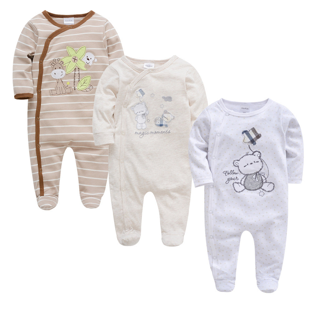 Pack de 3 monos de algodón estampados para bebé niño