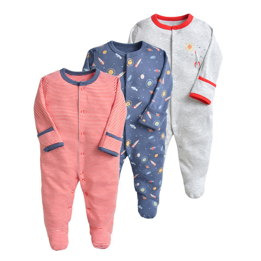Baby Boy 3-Pack Printed Cotton Jumpsuits