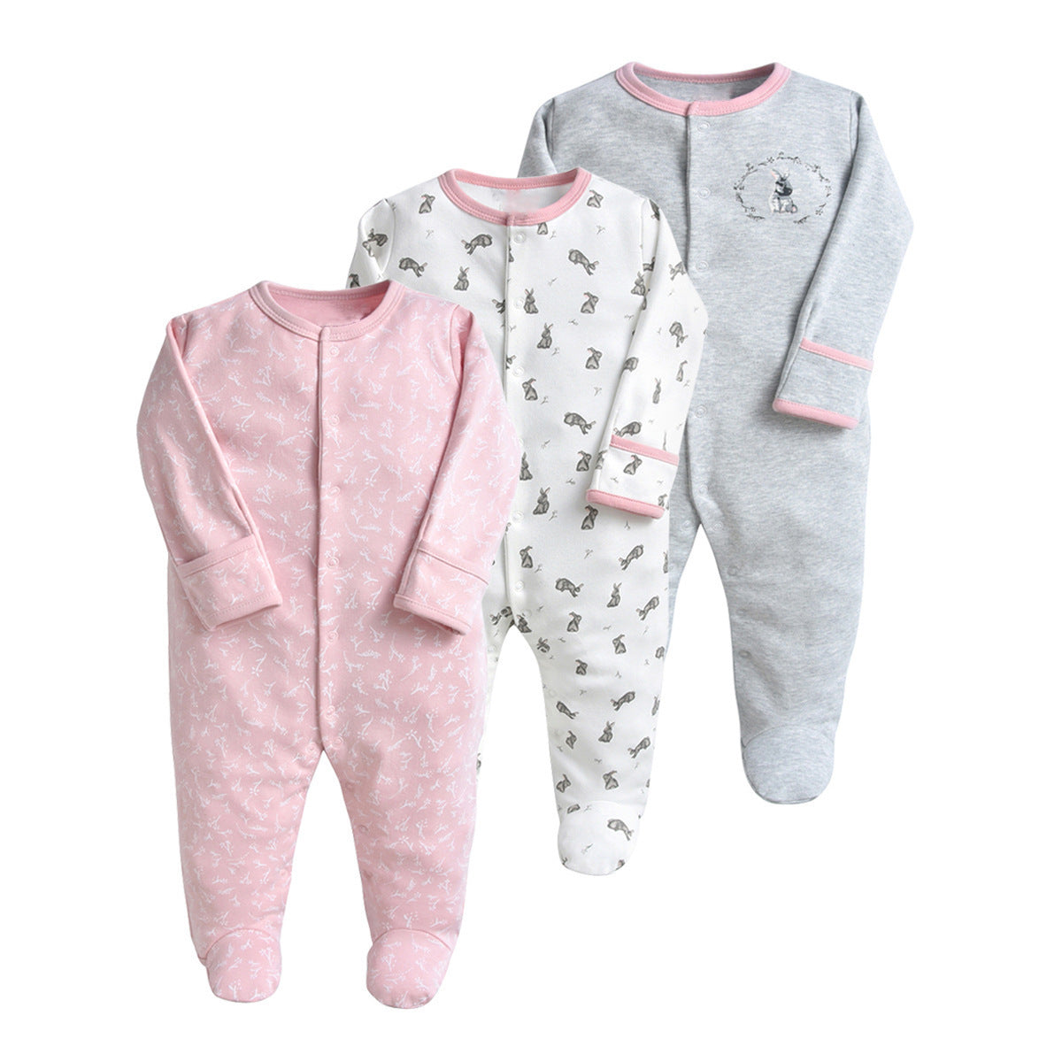 Baby Girl 3-Pack Printed Cotton Jumpsuits