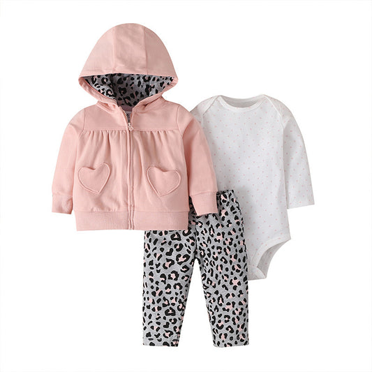 Baby Girl 3-Piece Jacket,Bodysuit and Pants Set