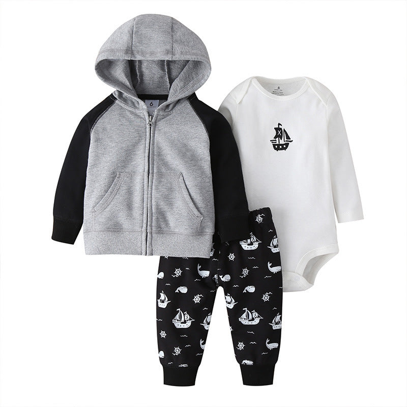 Baby Boy 3-Piece Jacket,Bodysuit and Pants Set