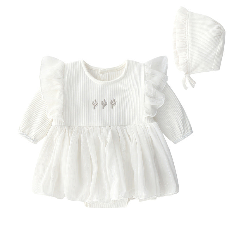 Baby Girl 2-Piece Bodysuit Dress and Hat Set