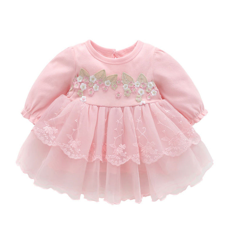 Baby Girl 2-Piece Floral Embroidered Tulle Dress and Hat Set
