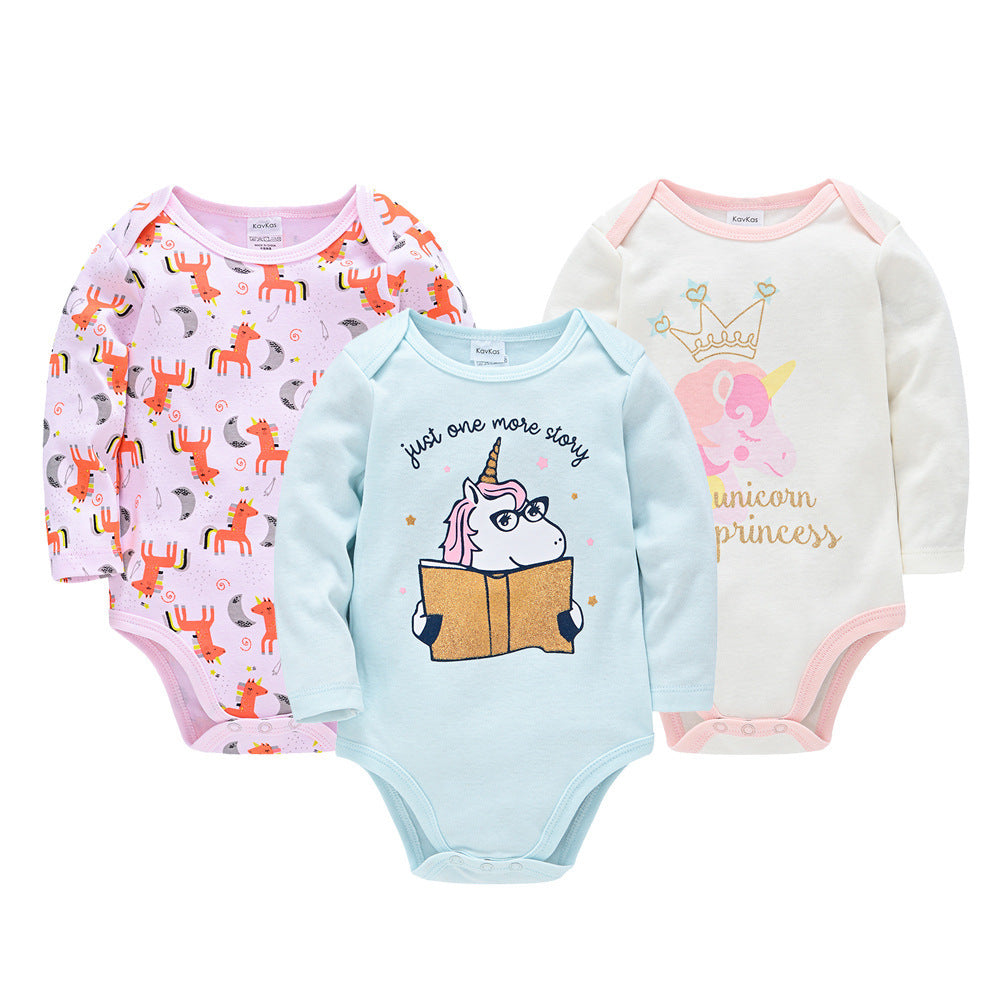Baby Girl 3-Pack Cotton Long Sleeve Bodysuits