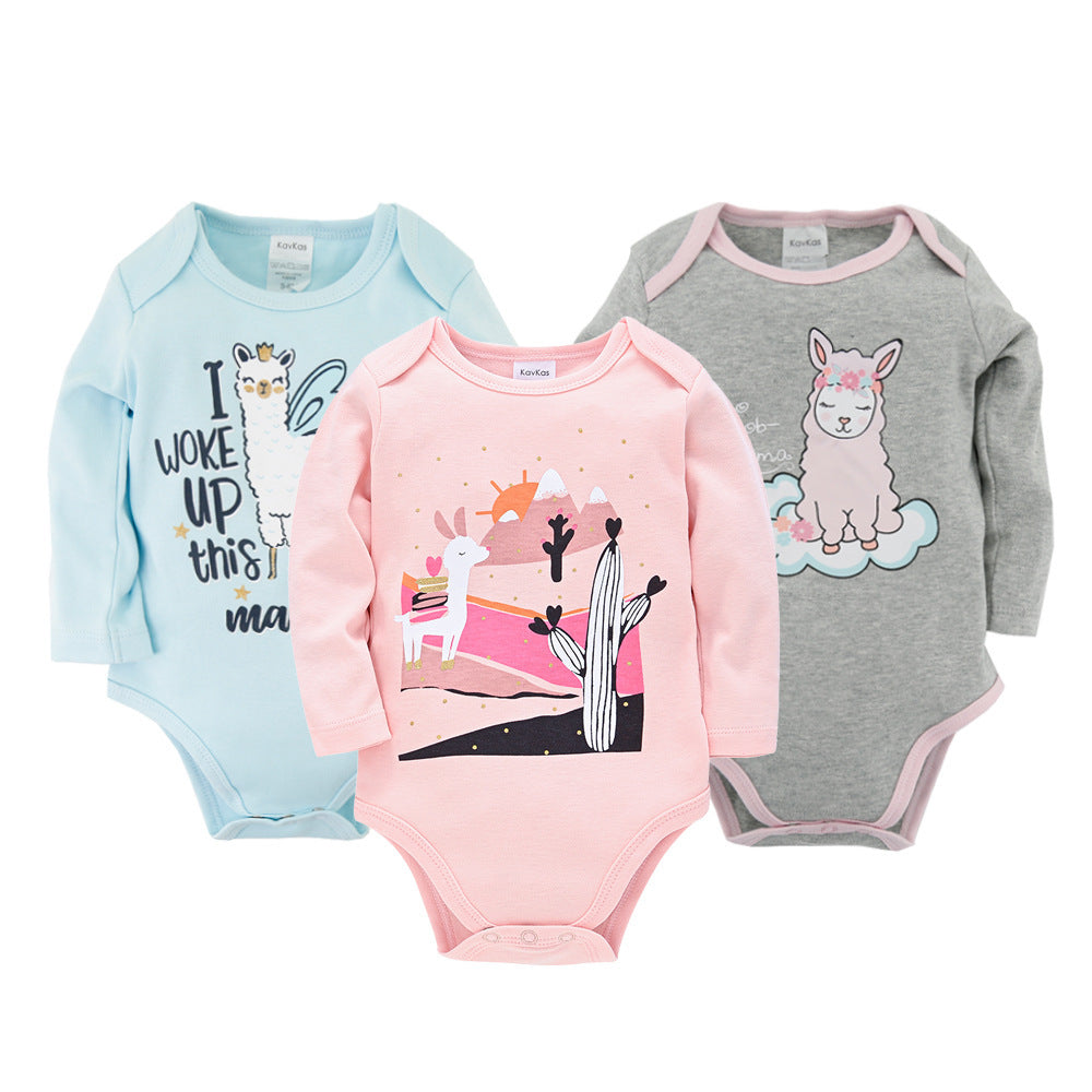 Baby Girl 3-Pack Cotton Long Sleeve Bodysuits