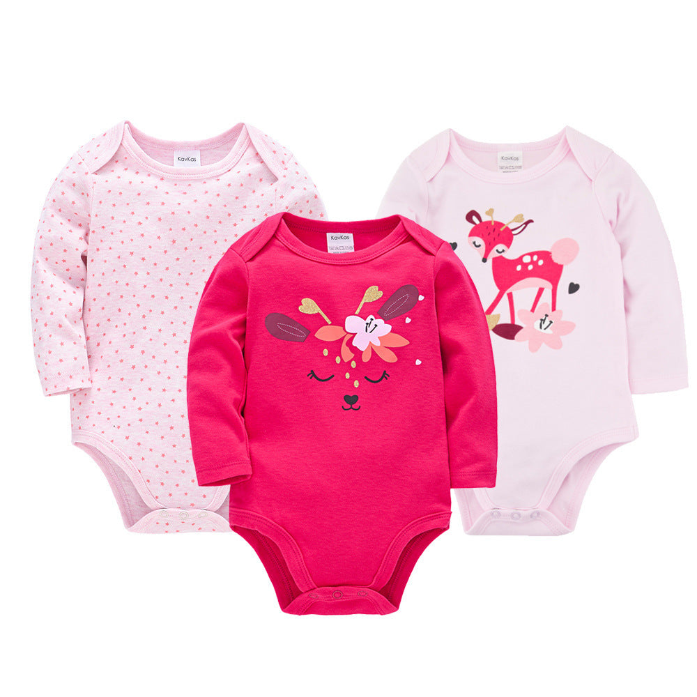 Baby Girl 3-Pack Cotton Long Sleeve Bodysuits