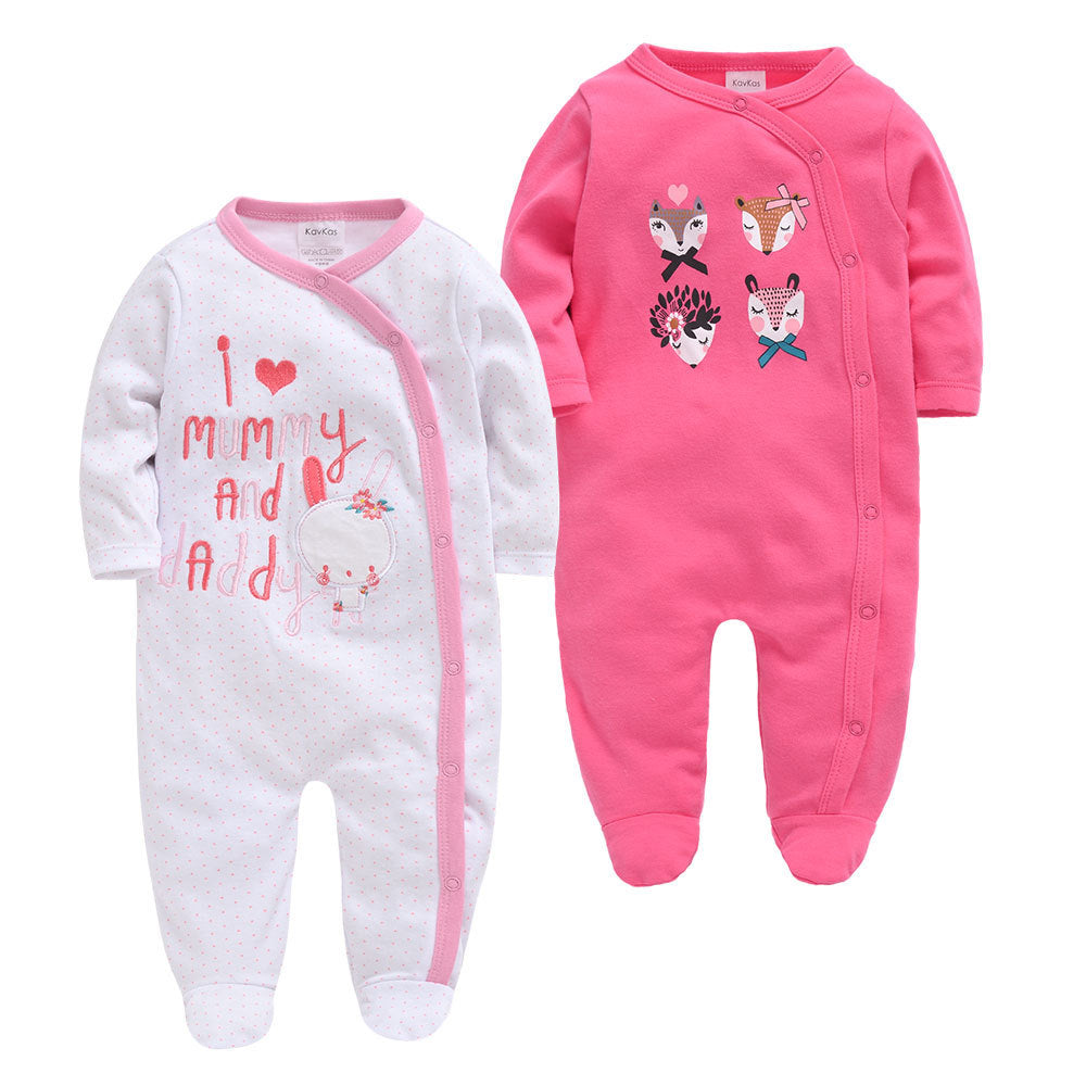 2-Pack Baby Girl Printed Cotton Jumpsuits