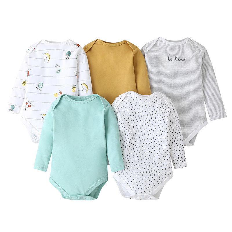 Baby Girl 5-Pack Cotton Long Sleeve Bodysuits