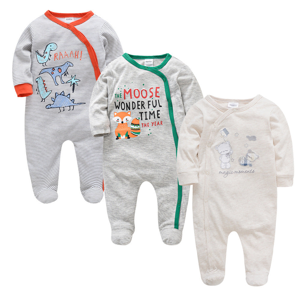 Pack de 3 monos de algodón estampados para bebé niño