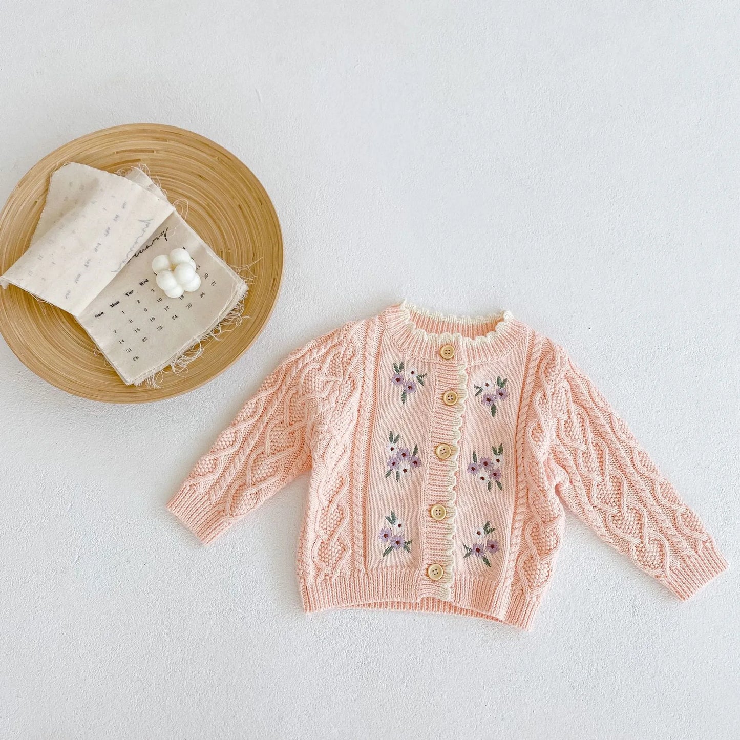 Baby Girl Floral-Embroidered Cardigan