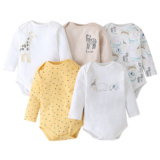 Baby Boy 5-Pack Cotton Long Sleeve Bodysuits