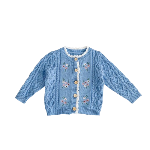 Baby Girl Floral-Embroidered Cardigan