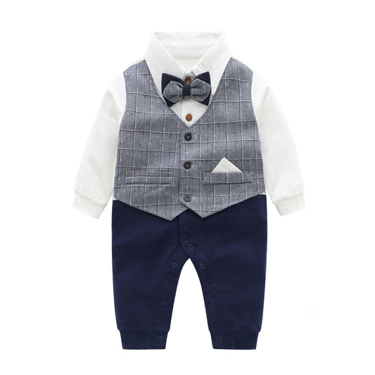 Baby Boy Plaid Gentleman Jumpsuit