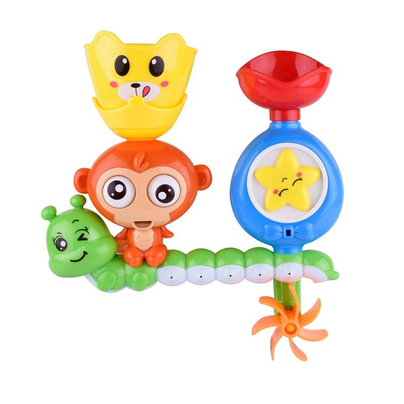 Colorful toy set with animal figures on a white background