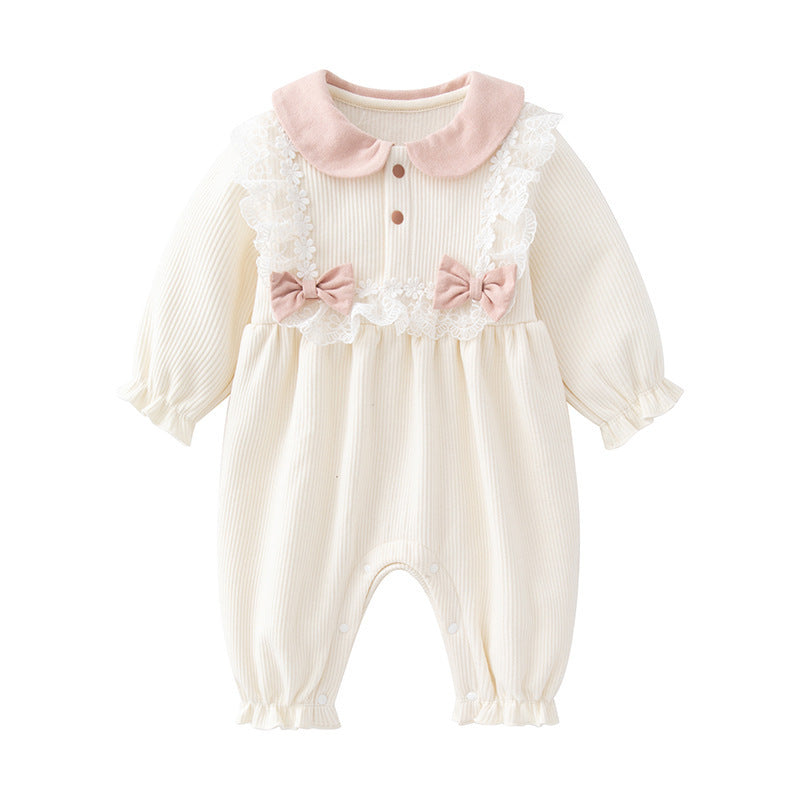 Baby-Set mit Spitzenoverall und Mütze mit Fleecefutter für Mädchen