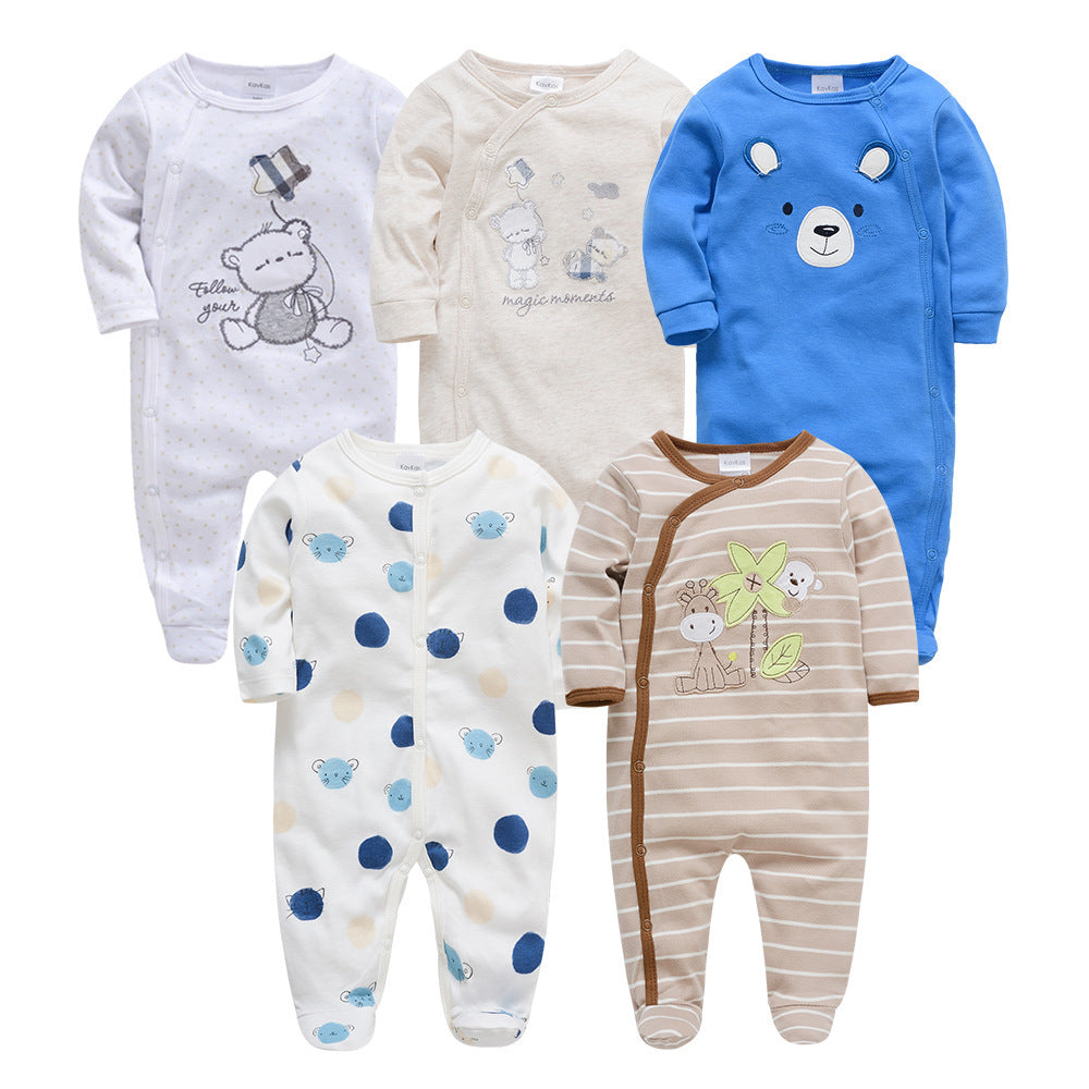Baby Boy 5-Pack Printed Cotton Jumpsuits