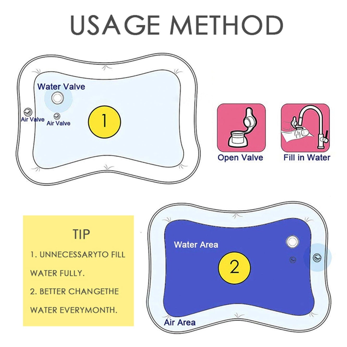 Alfombra de juego con agua para bebés boca abajo