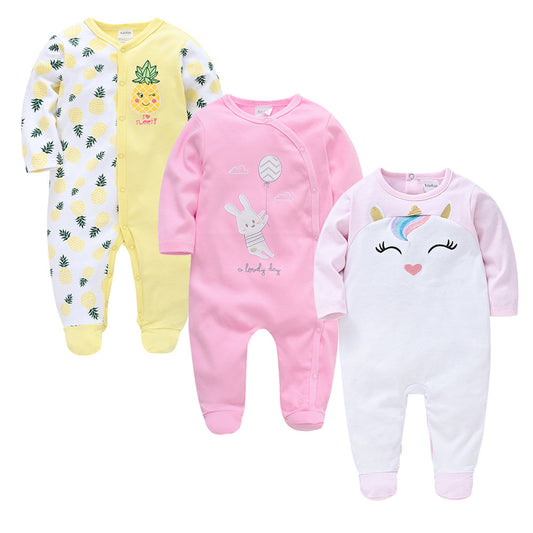 3-Pack Baby Girl Printed Cotton Jumpsuits