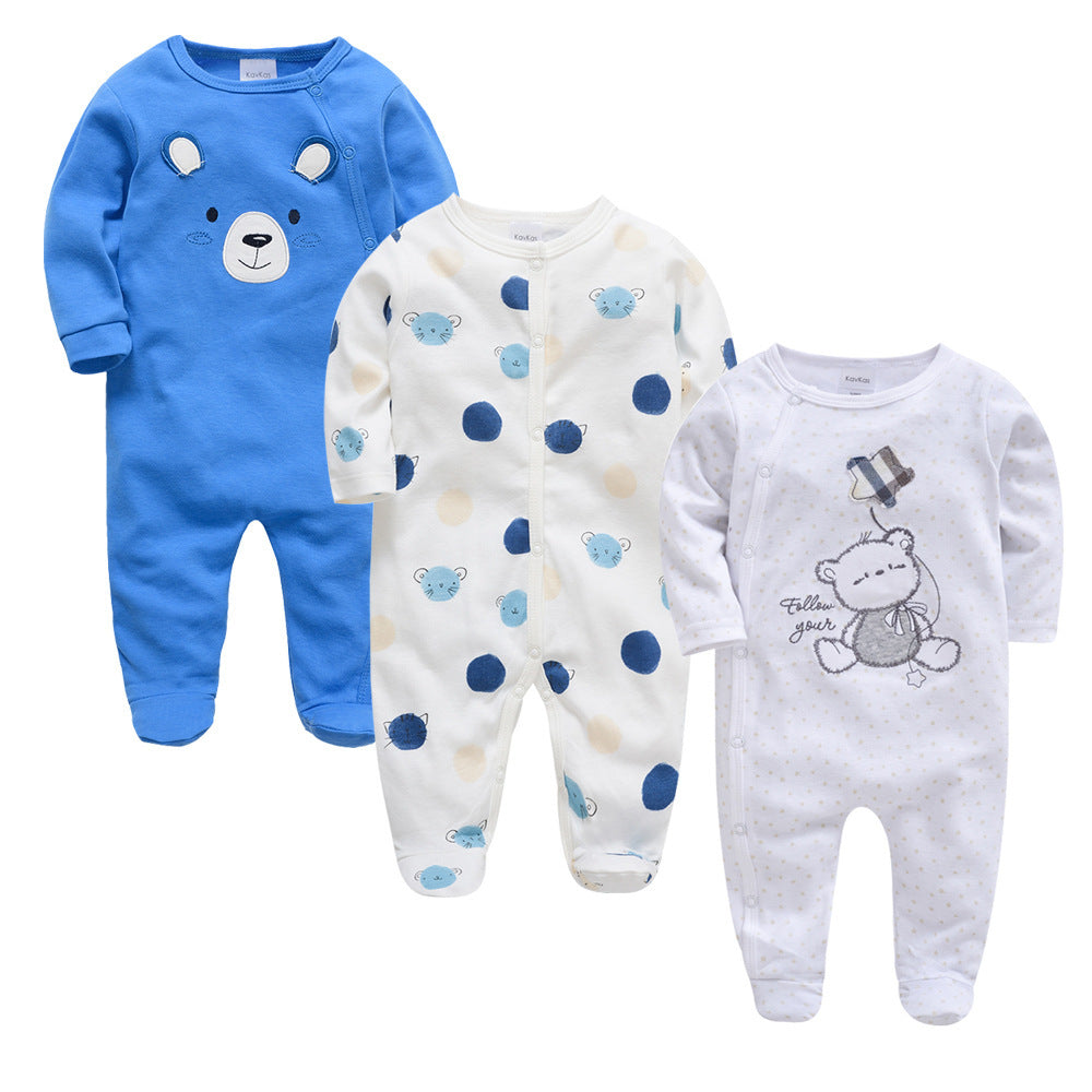 Pack de 3 monos de algodón estampados para bebé niño