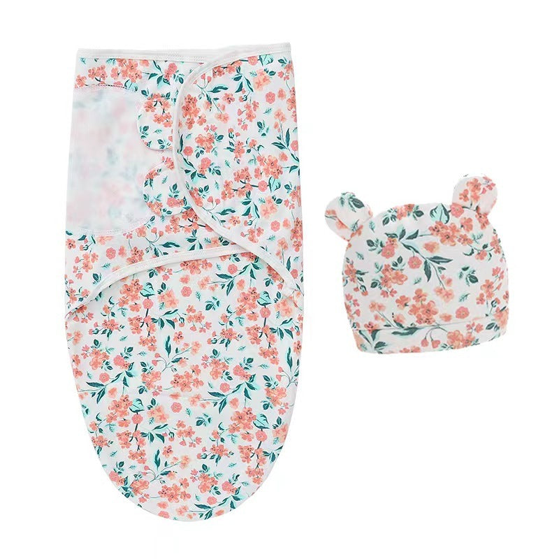 Baby Girl 2-Piece Swaddle Wrap and Hat Set