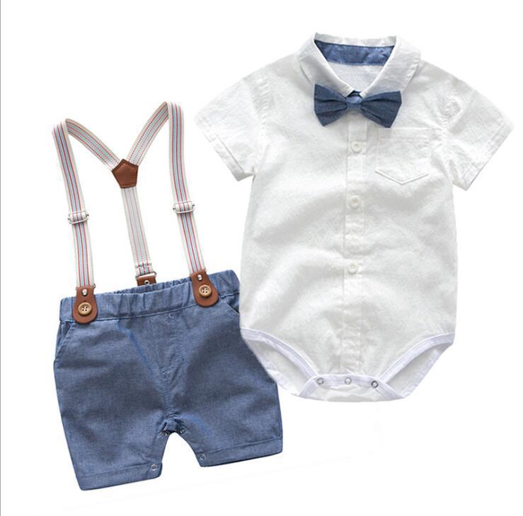 Baby Boy 2-Piece Shirt and Suspender Shorts Set