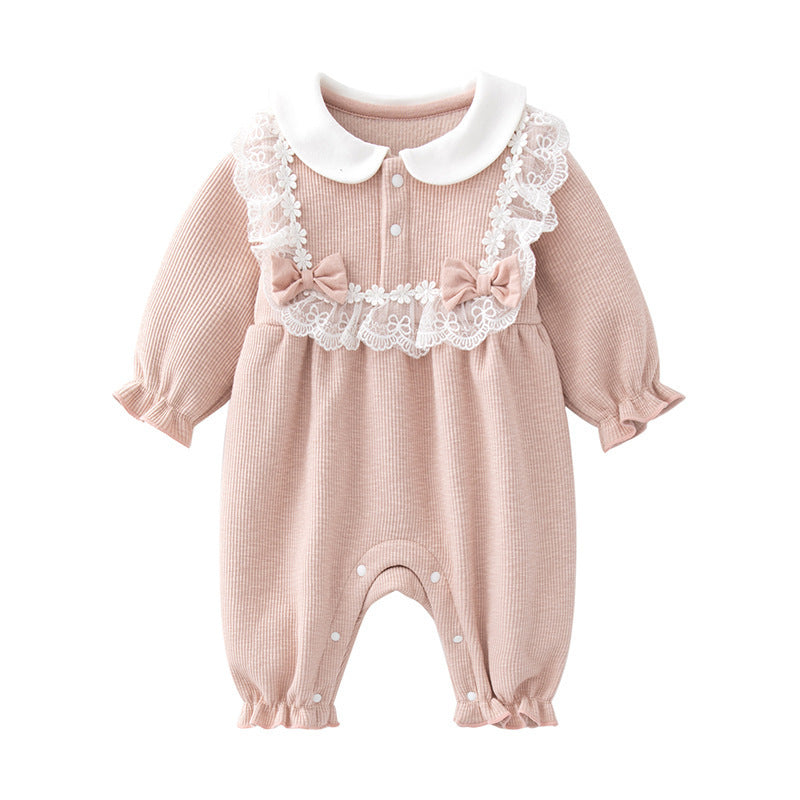 Baby-Set mit Spitzenoverall und Mütze mit Fleecefutter für Mädchen