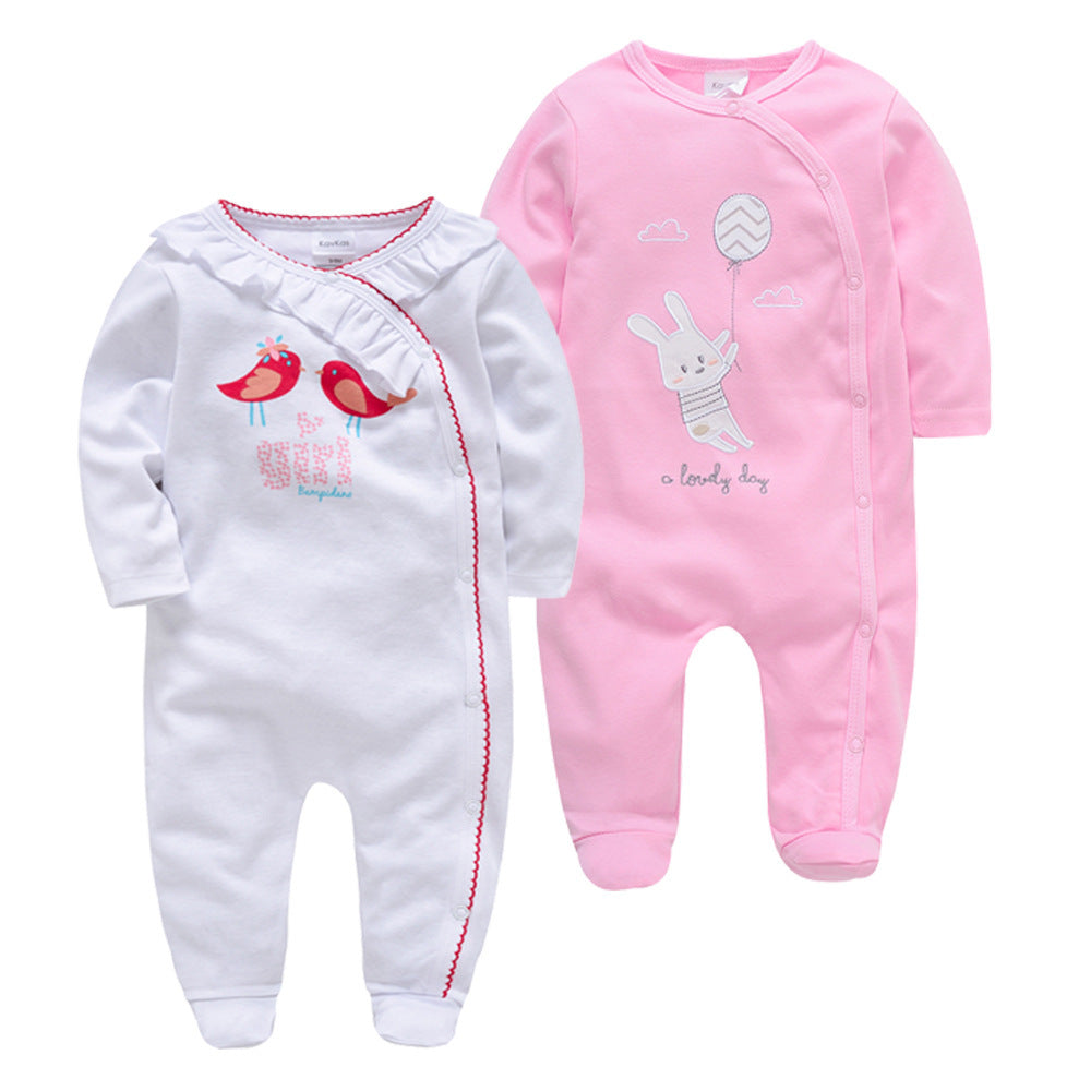 2-Pack Baby Girl Printed Cotton Jumpsuits