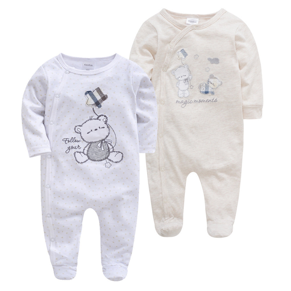 2er-Pack bedruckte Baumwoll-Jumpsuits für Babys (J)