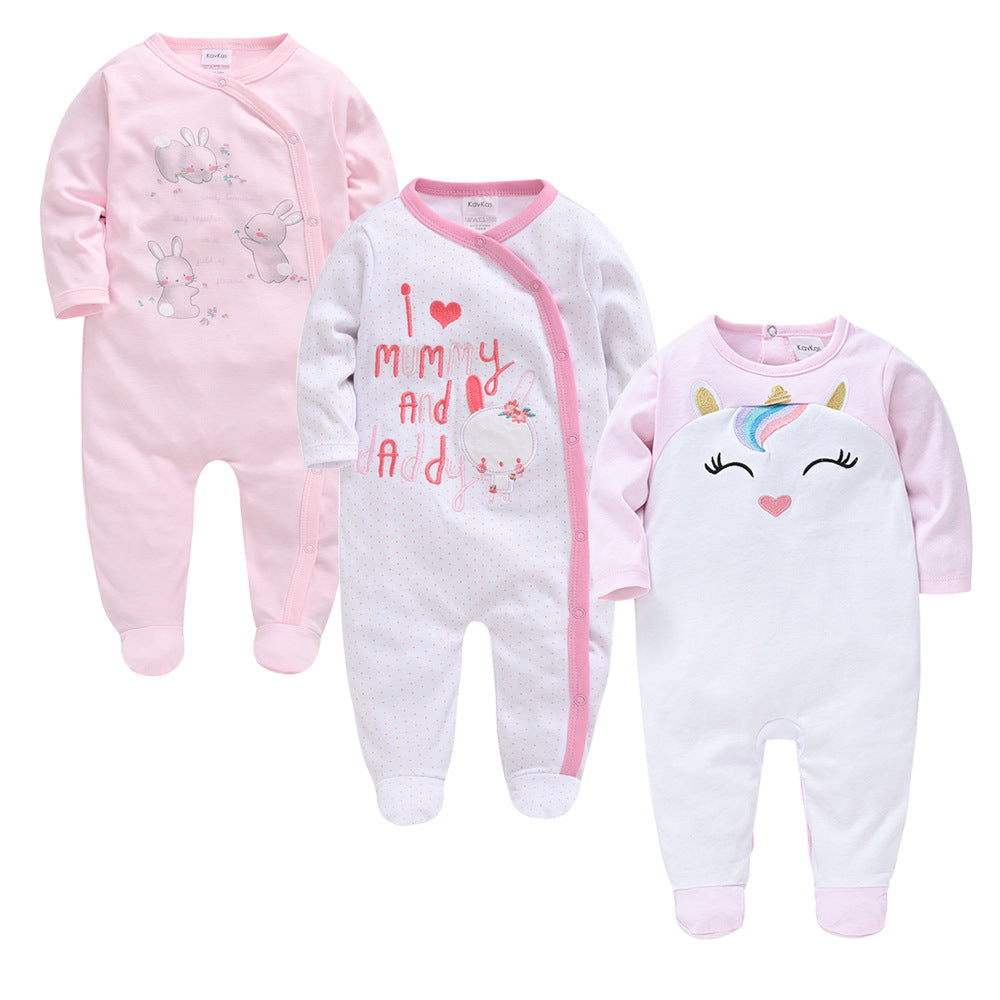 3-Pack Baby Girl Printed Cotton Jumpsuits