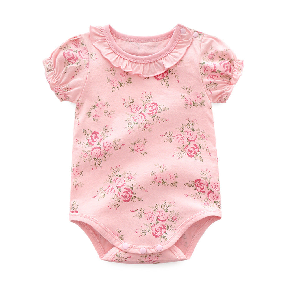 Baby Girl Short Sleeve Bodysuit with Ruffle Collar