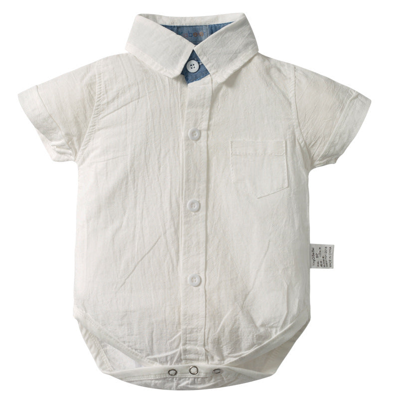 Baby Boy 2-Piece Shirt and Suspender Shorts Set